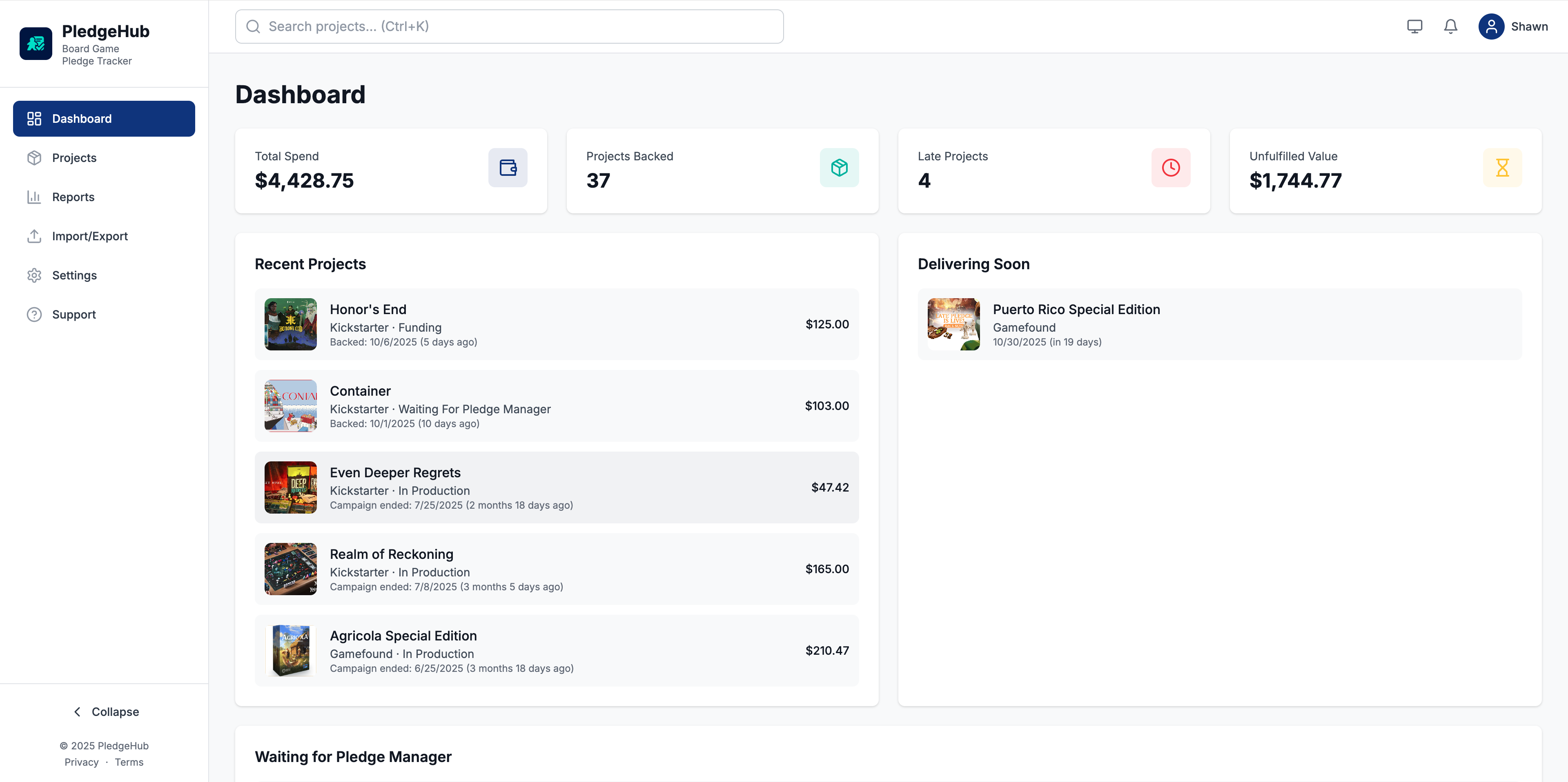 PledgeHub Screenshot